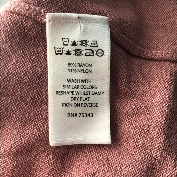 Pale Pink Dusty Rose Mauve Boxy Lightweight Crop Top Oversized Sweater Large - Picture 4 of 4